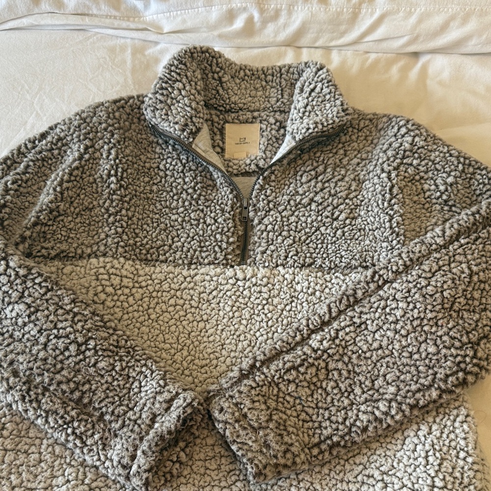 Two Tone Sherpa Quarter-Zip Pullover